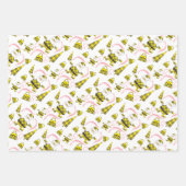 Niedlicher, gelber Tartan-Santa mit Purpur Geschenkpapier Set (Vorderseite 3)