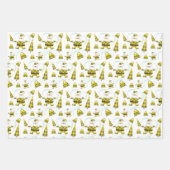 Niedlicher, gelber Tartan-Santa mit Purpur Geschenkpapier Set (Vorderseite 2)