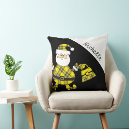 Niedlicher, gelber Tartan-Santa mit Purpur Kissen