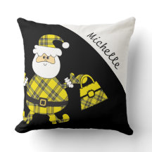 Niedlicher, gelber Tartan-Santa mit Purpur