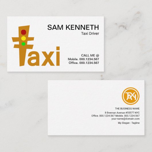 Niedlicher Gelber Taxifahrer Visitenkarte (Vorne/Hinten)
