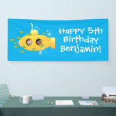 Niedlicher gelber Unterseefisch-Cartoon personalis Banner (Messe)