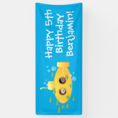 Niedlicher gelber Unterseefisch-Cartoon personalis Banner (Vertikal)