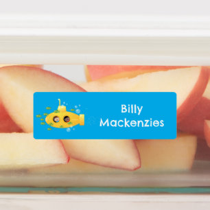 Niedlicher gelber Unterseefisch-Cartoon personalis Etiketten