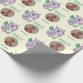 Niedlicher Gelbgrüner Chibi Dragon Custom Foto Tex Geschenkpapier (Ecke)