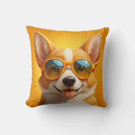 Niedlicher Gelbhund mit Sonnenbrille Kissen