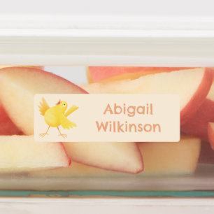 Niedlicher Gelbkanarienvogel Cartoon personalisier Etiketten