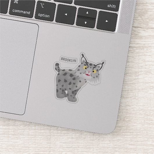 Niedlicher gemeiner Bobcat-Luchs-Cartoon Aufkleber (Ausschnitt)