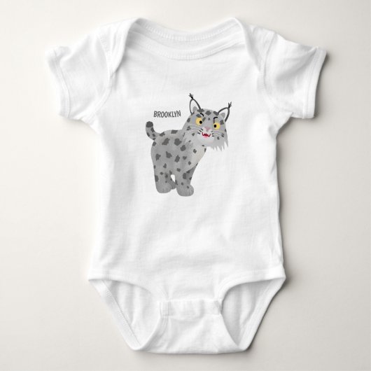 Niedlicher gemeiner Bobcat-Luchs-Cartoon Baby Strampler (Vorderseite)