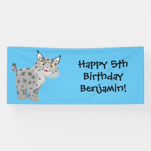 Niedlicher gemeiner Bobcat-Luchs-Cartoon Banner (Horizontal)