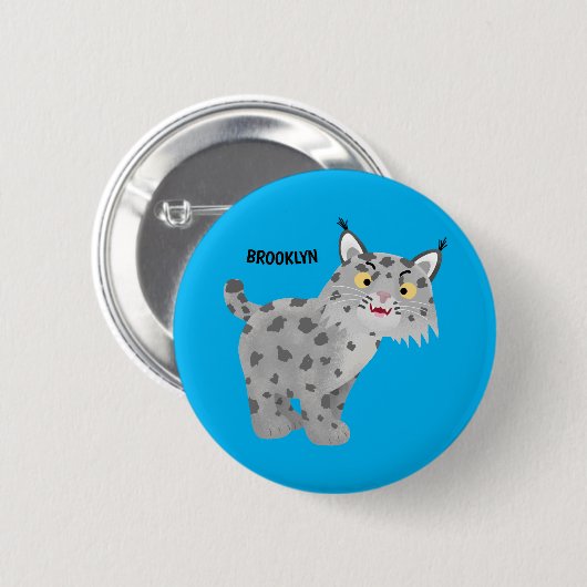 Niedlicher gemeiner Bobcat-Luchs-Cartoon Button (Vorne & Hinten)