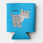 Niedlicher gemeiner Bobcat-Luchs-Cartoon Dosenkühler (Vorderseite)