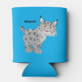 Niedlicher gemeiner Bobcat-Luchs-Cartoon Dosenkühler (Rückseite)