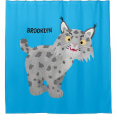 Niedlicher gemeiner Bobcat-Luchs-Cartoon Duschvorhang (Vorderseite)