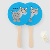 Niedlicher gemeiner Bobcat-Luchs-Cartoon Fächer (Vorne und Hinten)