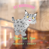 Niedlicher gemeiner Bobcat-Luchs-Cartoon Fensteraufkleber (Blatt 2)