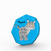 Niedlicher gemeiner Bobcat-Luchs-Cartoon Fotoblock (Links)