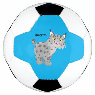 Niedlicher gemeiner Bobcat-Luchs-Cartoon Fußball