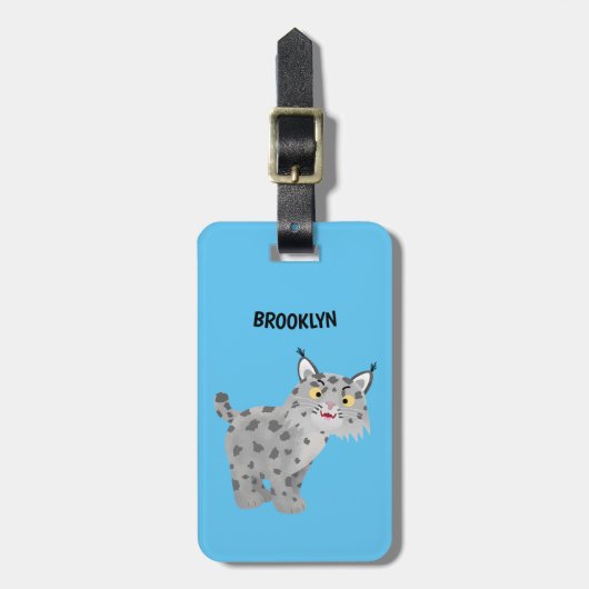 Niedlicher gemeiner Bobcat-Luchs-Cartoon Gepäckanhänger (Vorderseite vertikal)