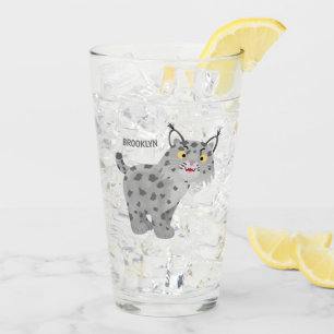 Niedlicher gemeiner Bobcat-Luchs-Cartoon Glas