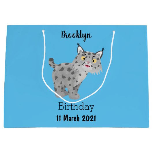 Niedlicher gemeiner Bobcat-Luchs-Cartoon Große Geschenktüte (Vorderseite)