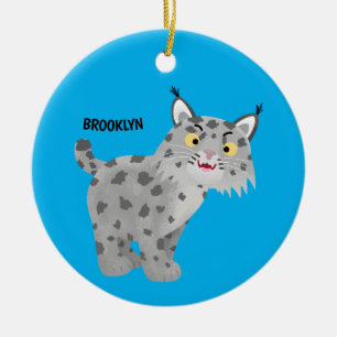 Niedlicher gemeiner Bobcat-Luchs-Cartoon Keramik Ornament
