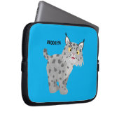 Niedlicher gemeiner Bobcat-Luchs-Cartoon Laptopschutzhülle (Vorne Rechts)