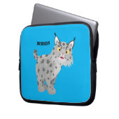 Niedlicher gemeiner Bobcat-Luchs-Cartoon Laptopschutzhülle (Vorderseite Links)