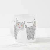 Niedlicher gemeiner Bobcat-Luchs-Cartoon Mattglastasse (Vorderseite Links)