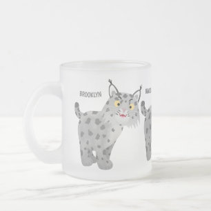 Niedlicher gemeiner Bobcat-Luchs-Cartoon Mattglastasse