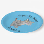 Niedlicher gemeiner Bobcat-Luchs-Cartoon Pappteller (Schrägansicht)