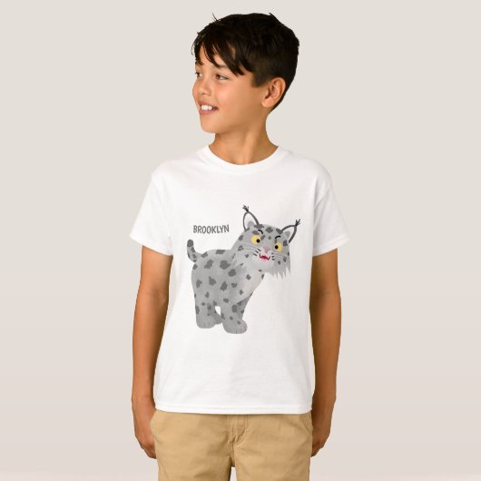 Niedlicher gemeiner Bobcat-Luchs-Cartoon personali T-Shirt (Vorne ganz)