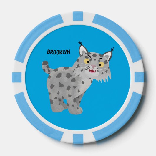 Niedlicher gemeiner Bobcat-Luchs-Cartoon Pokerchips (Vorderseite)