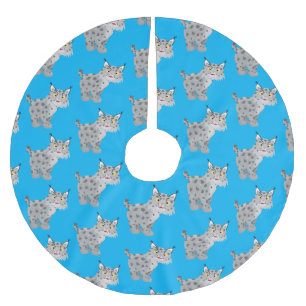 Niedlicher gemeiner Bobcat-Luchs-Cartoon Polyester Weihnachtsbaumdecke