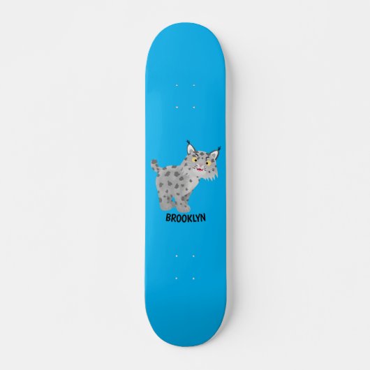 Niedlicher gemeiner Bobcat-Luchs-Cartoon Skateboard (Vorne)