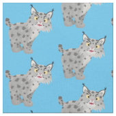 Niedlicher gemeiner Bobcat-Luchs-Cartoon Stoff (Nahaufnahme)