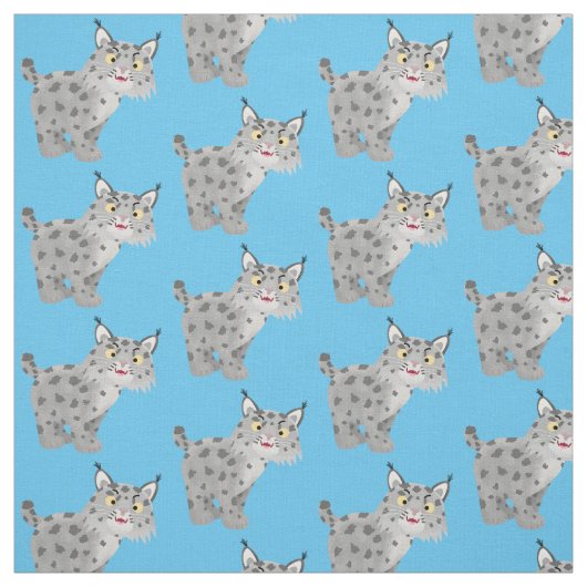 Niedlicher gemeiner Bobcat-Luchs-Cartoon Stoff (Muster)