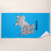 Niedlicher gemeiner Bobcat-Luchs-Cartoon Strandtuch (Vorderseite)