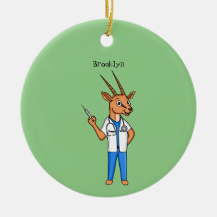Niedlicher Gemsbok-Antilope-Cartoon Keramik Ornament