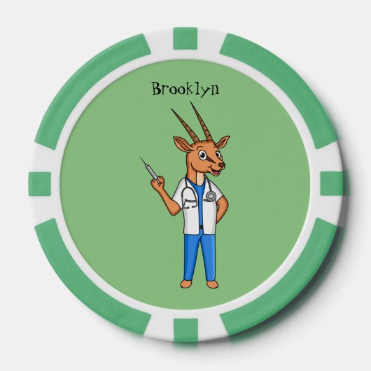 Niedlicher Gemsbok-Antilope-Cartoon Pokerchips (Vorderseite)