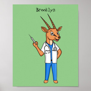 Niedlicher Gemsbok-Antilope-Cartoon Poster