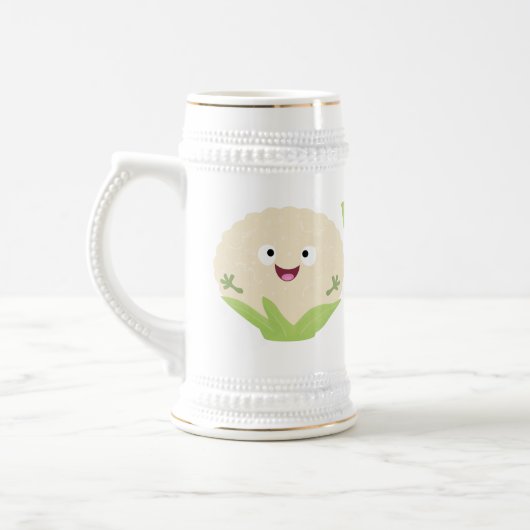 Niedlicher Gemüsegarten-Cartoon Bierglas (Links)