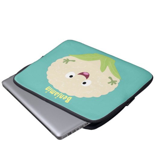 Niedlicher Gemüsegarten-Cartoon Laptopschutzhülle (Vorne Knopf)