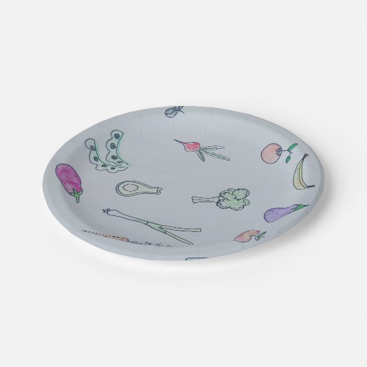 Niedlicher GemüsepapierTeller Pappteller (Schrägansicht)