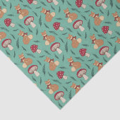 Niedlicher, gemütlicher Fox mit Pilzen. Seidenpapi Seidenpapier (Ausschnitt)