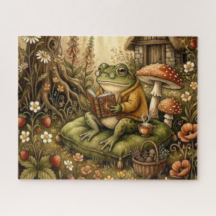 Niedlicher gemütlicher Garten Lesefrosch Puzzle