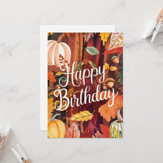 Niedlicher gemütlicher Wish Herbst Frohes Geburtst Karte (Vorderseite/Rückseite Beispiel)