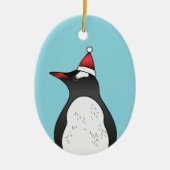 Niedlicher Gentoo Pinguin mit einer Weihnachtsmann Keramik Ornament (Vorne)
