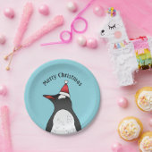 Niedlicher Gentoo Pinguin mit einer Weihnachtsmann Pappteller (Party)