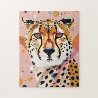 Niedlicher Geparden Pink Gold Pop Kunst, Dichtung  Puzzle